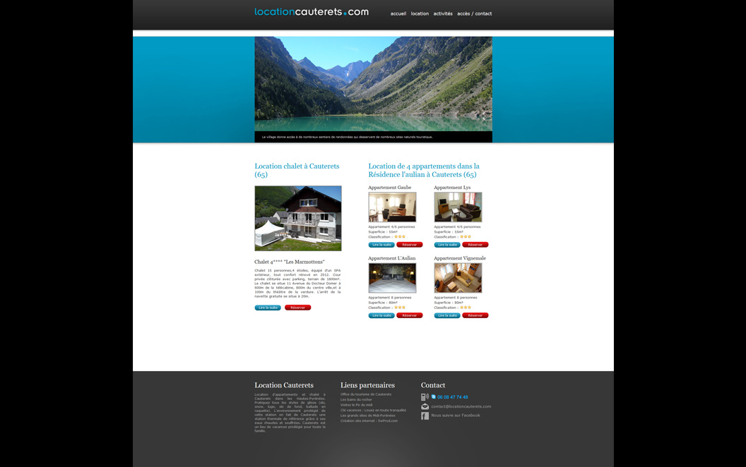 Création site web Drome Ardèche - Location Cauterets